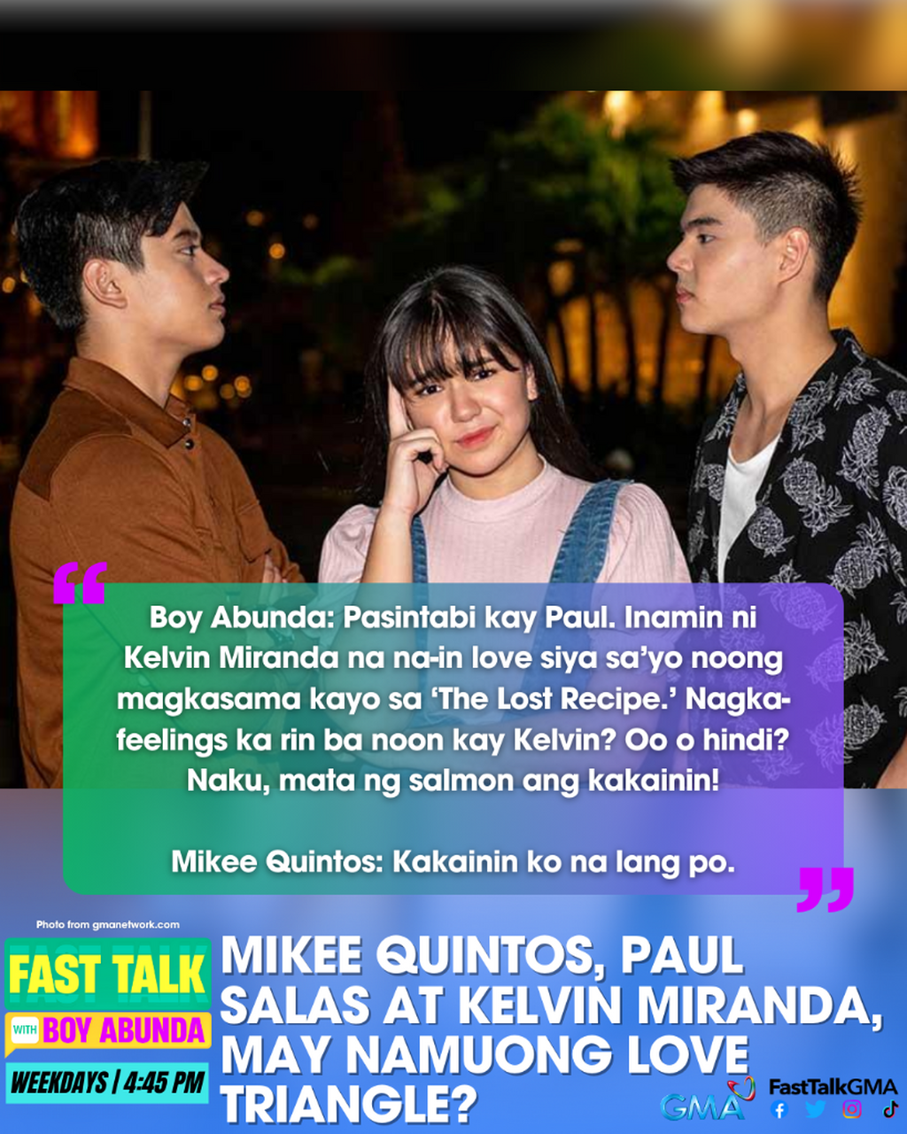 MIKEE QUINTOS, PAUL SALAS AT KELVIN MIRANDA, MAY NAMUONG LOVE TRIANGLE?
