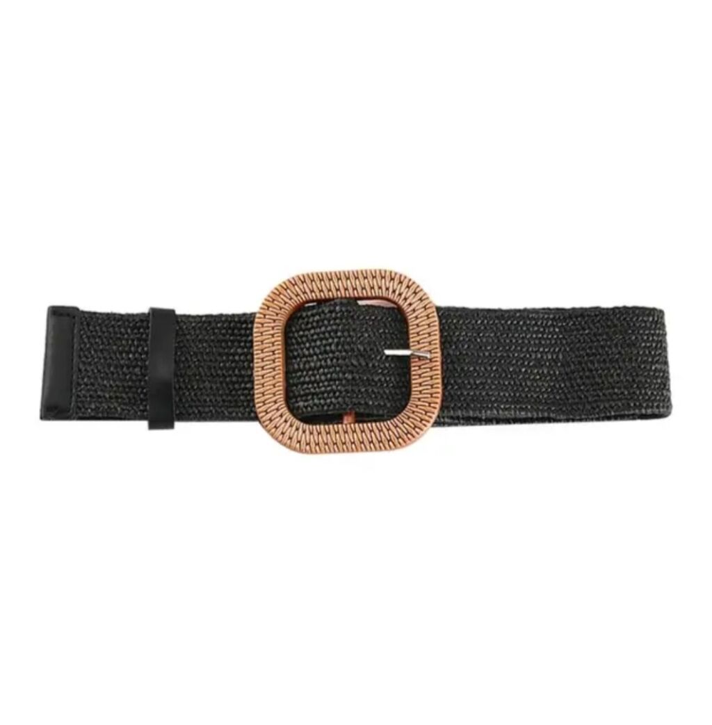 Wide Belt - Black - Square Buckle
