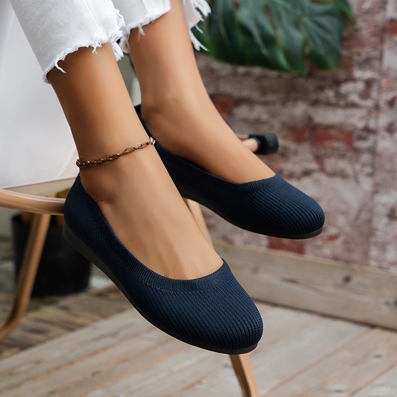 Woven Knit Flats - Navy
