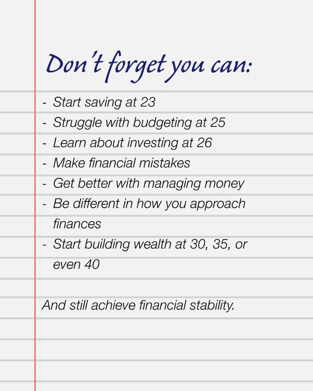 What to do when financial plans fall through