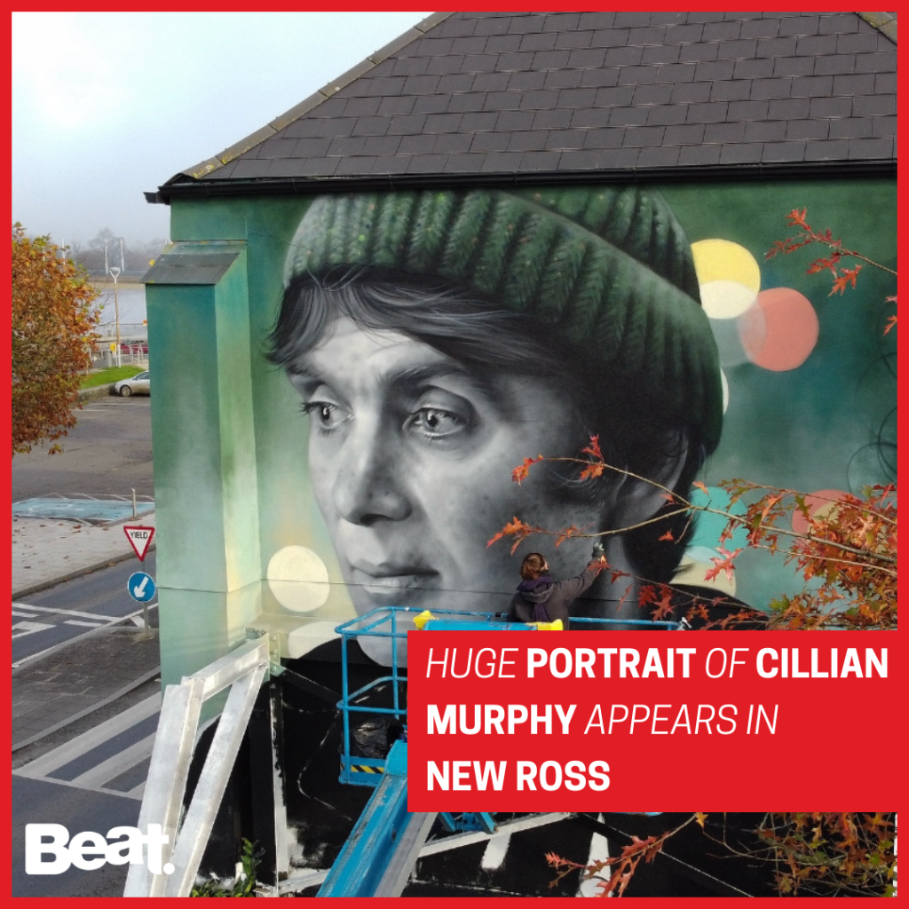 Large scale portrait of Cillian Murphy appears in New Ross