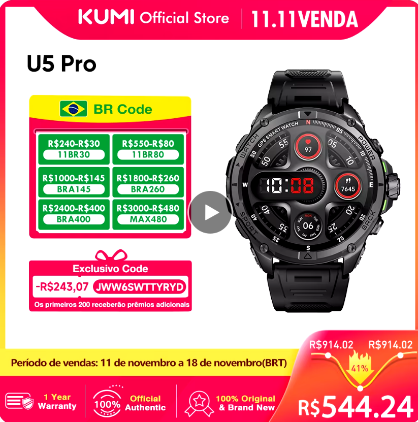 SMARTWATCH KUMI U5 PRO COM IA