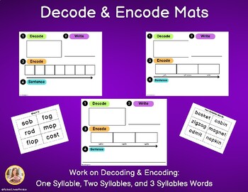 Decode & Encode Mats: One Syllable, Two Syllables, & 3 Syllables Words