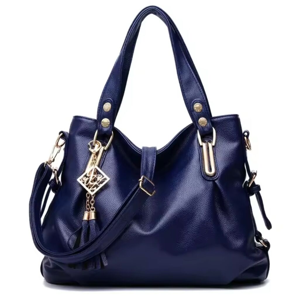 Navy Affixed Handbag