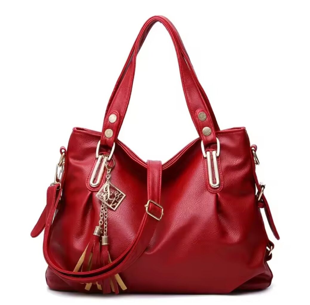 Dark Red Affixed Handbag