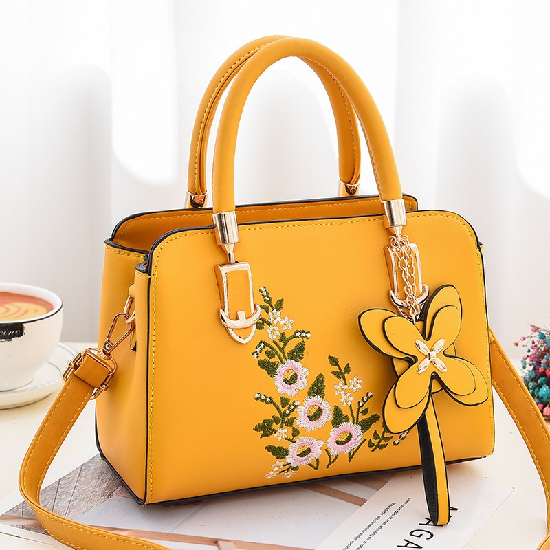 Small Embroidered Purse in Yellow