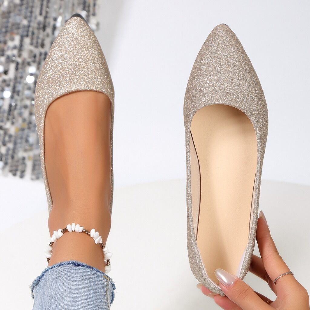 Sparkle Beige Flats in Sizes 5.5 to 9