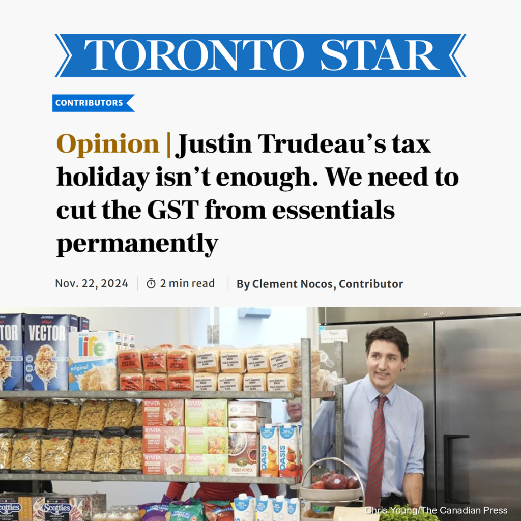 Opinion | Justin Trudeau&rsquo;s tax holiday isn&rsquo;t enough. We need to cut the GST from essentials permanently