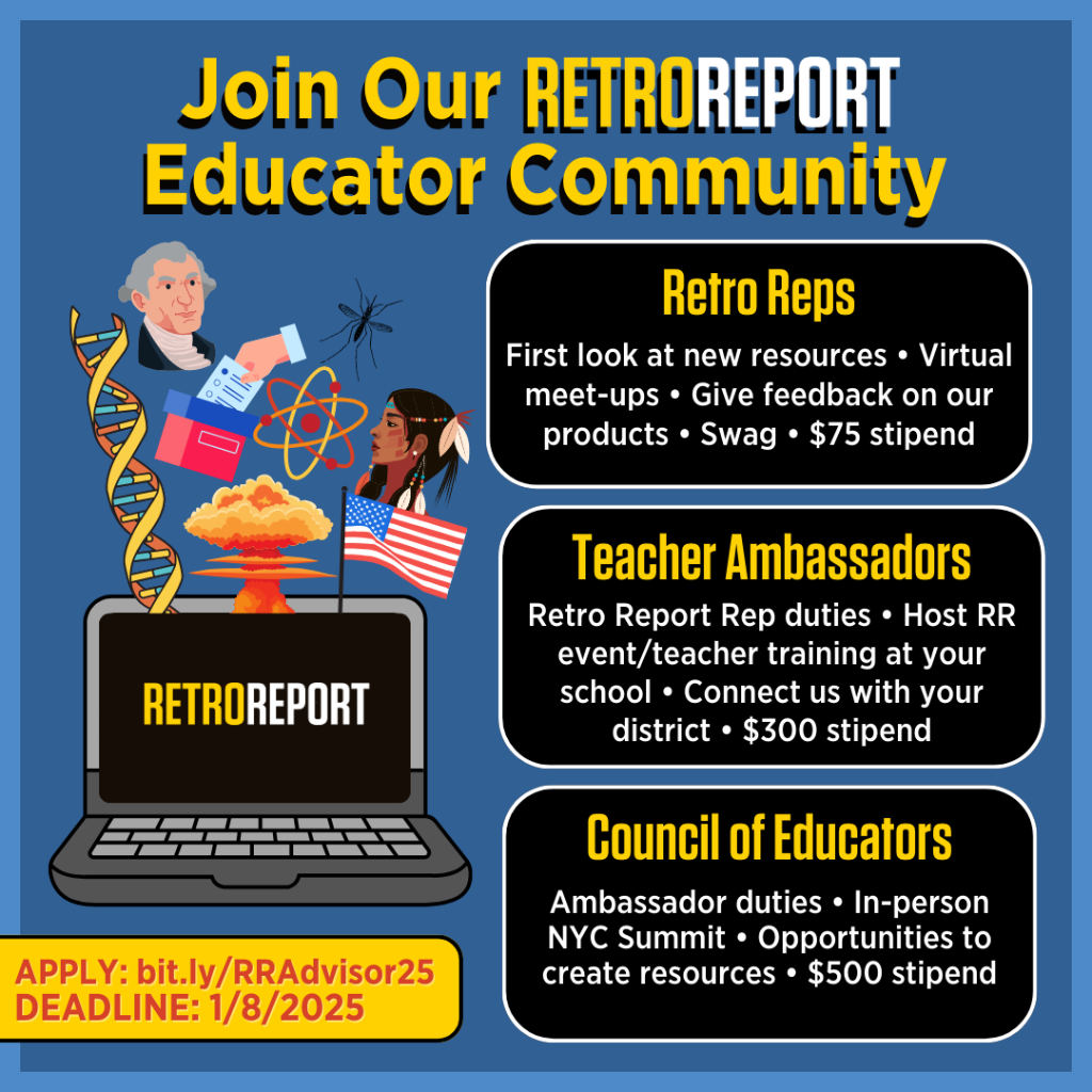 Applications Open for 2025 Retro Report Teacher Advisors