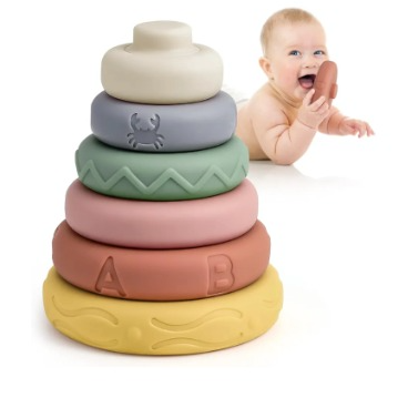 Mini Tudou 6 piezas de juguete circular para apilar y anidar para beb&eacute;s, apilador y mordedores de anillos de construcci&oacute;n suaves, juego para apretar con aprendizaje educativo temprano : Amazon.es: Juguetes y juegos