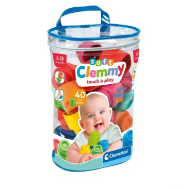 Clementoni - 17878 - Soft Clemmy Bolsa 40 Piezas - Construcciones Blandita, Ladrillos De Construcci&oacute;n, 40 Bloques Blanditos, Bloques 100% Lavables, Juguete Beb&eacute; 6 Meses, Made In Italy : Amazon.es: Juguetes y juegos