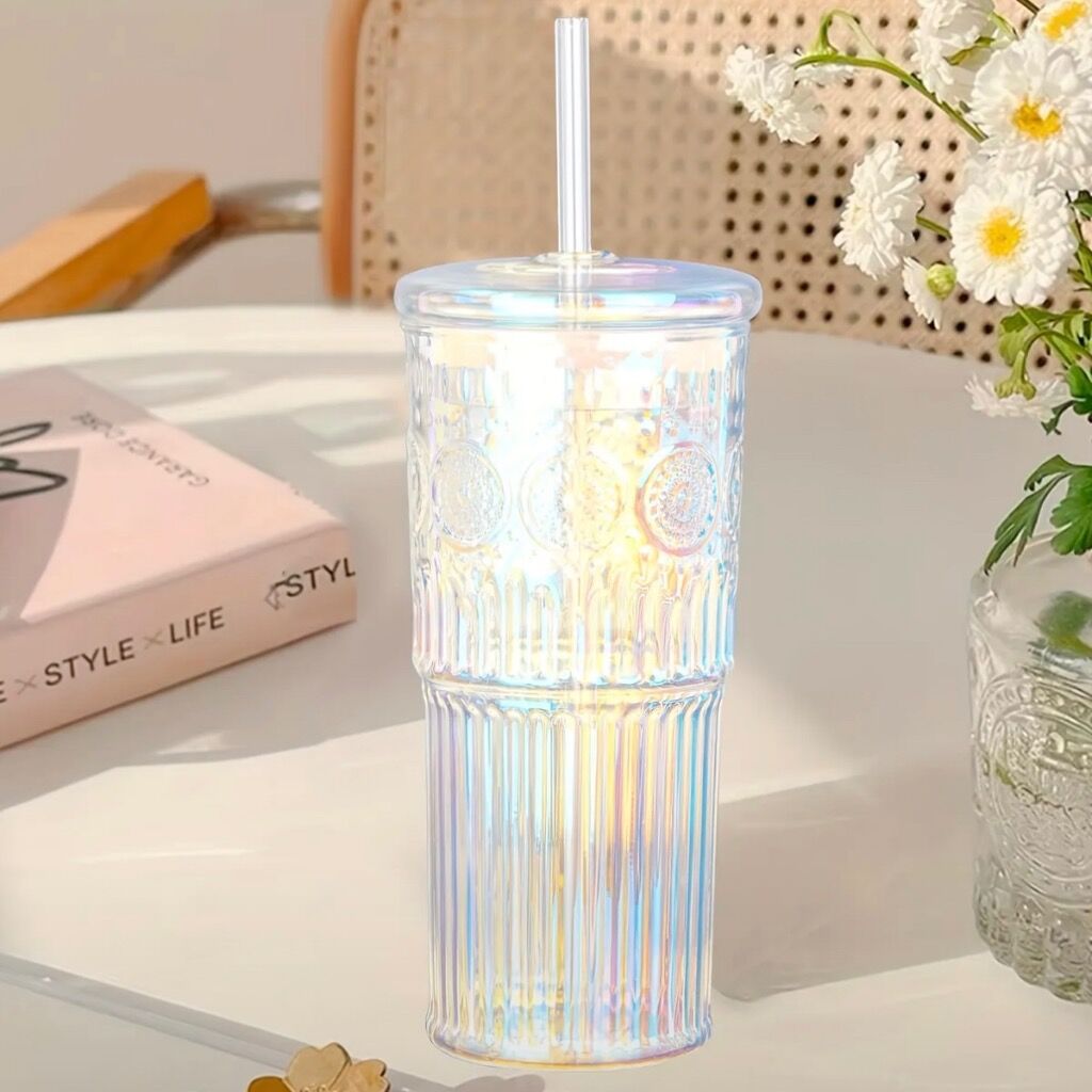 vintage holographic glass tumbler