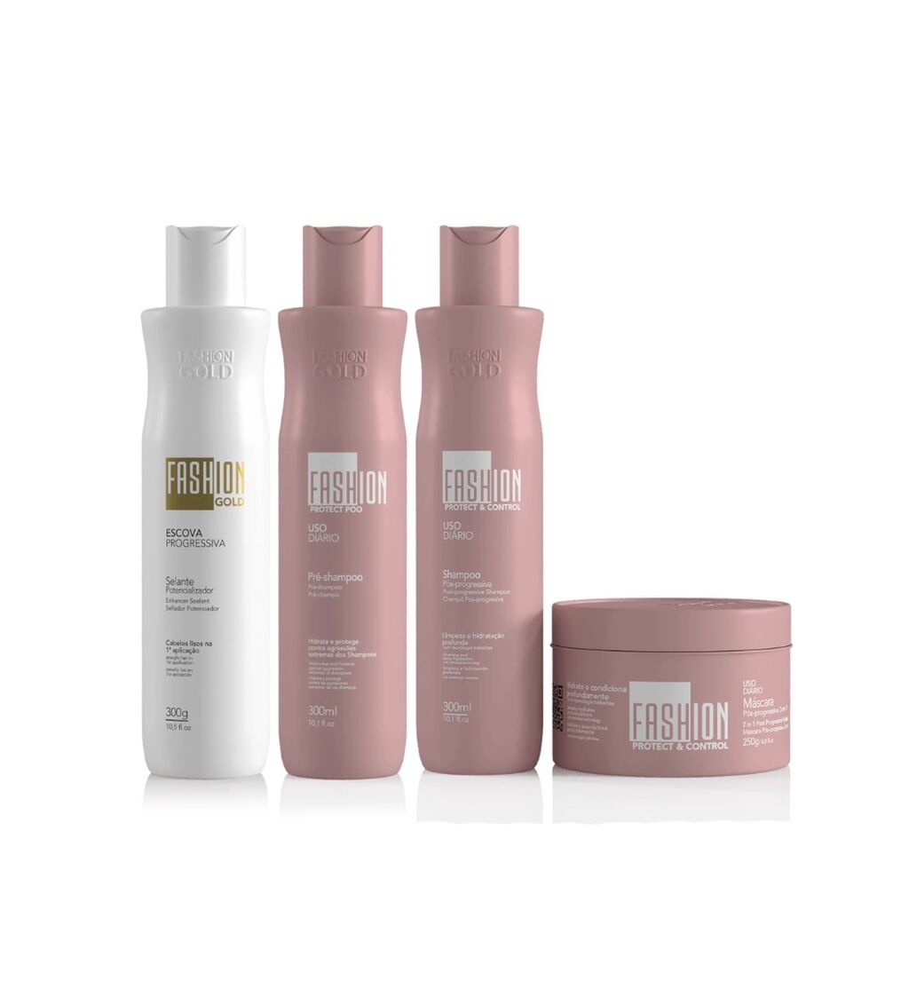 Combo escova progressiva fashion gold com protect poo - 300 gr