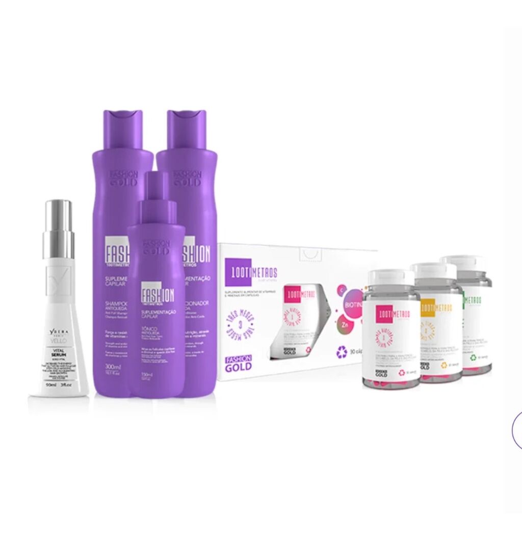Combo Antiqueda capilar + soro Vital vello + kit 100timetros 90 c&aacute;psulas 
