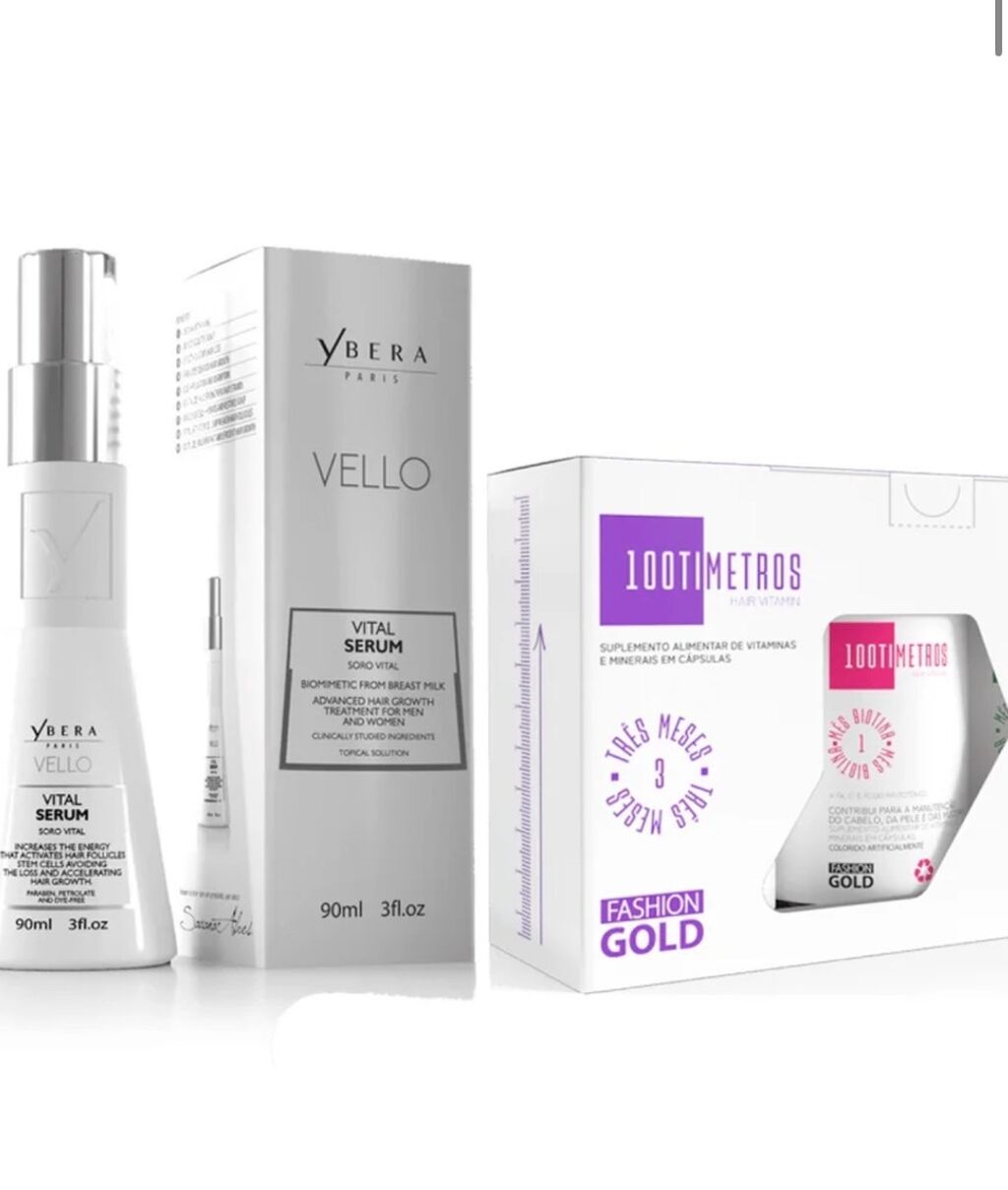 Combo Fortalecimento capilar - soro Vital vello + kit 100timetros - 90 c&aacute;psulas 
