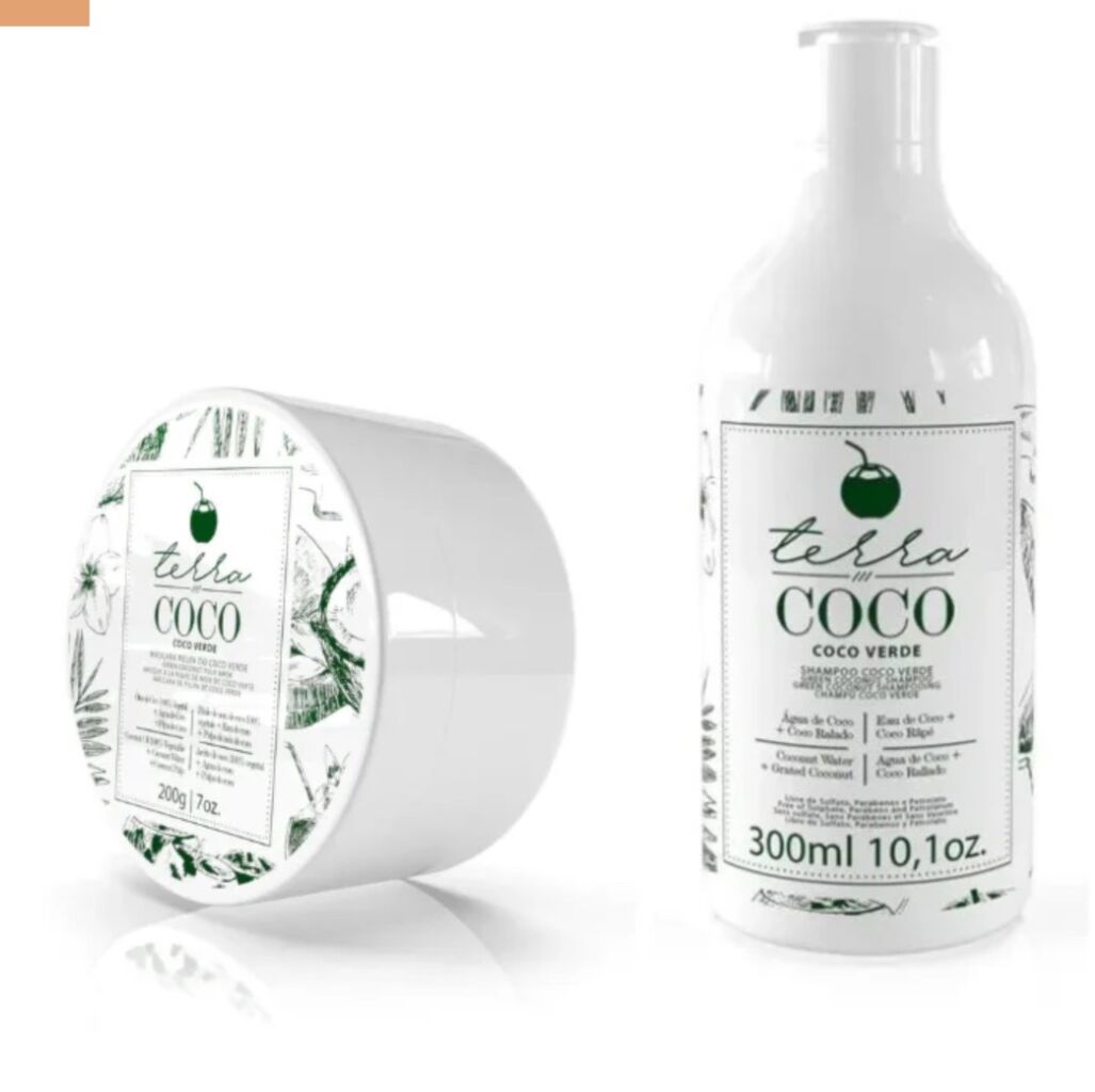 Kit shampoo coco verde 300ml + m&aacute;scara poupa de coco verde 200g - terra coco