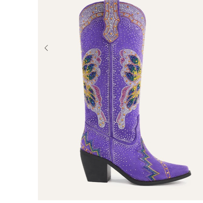 PURPLE SPARKLY BUTTERFLY COWGIRL BOOTS