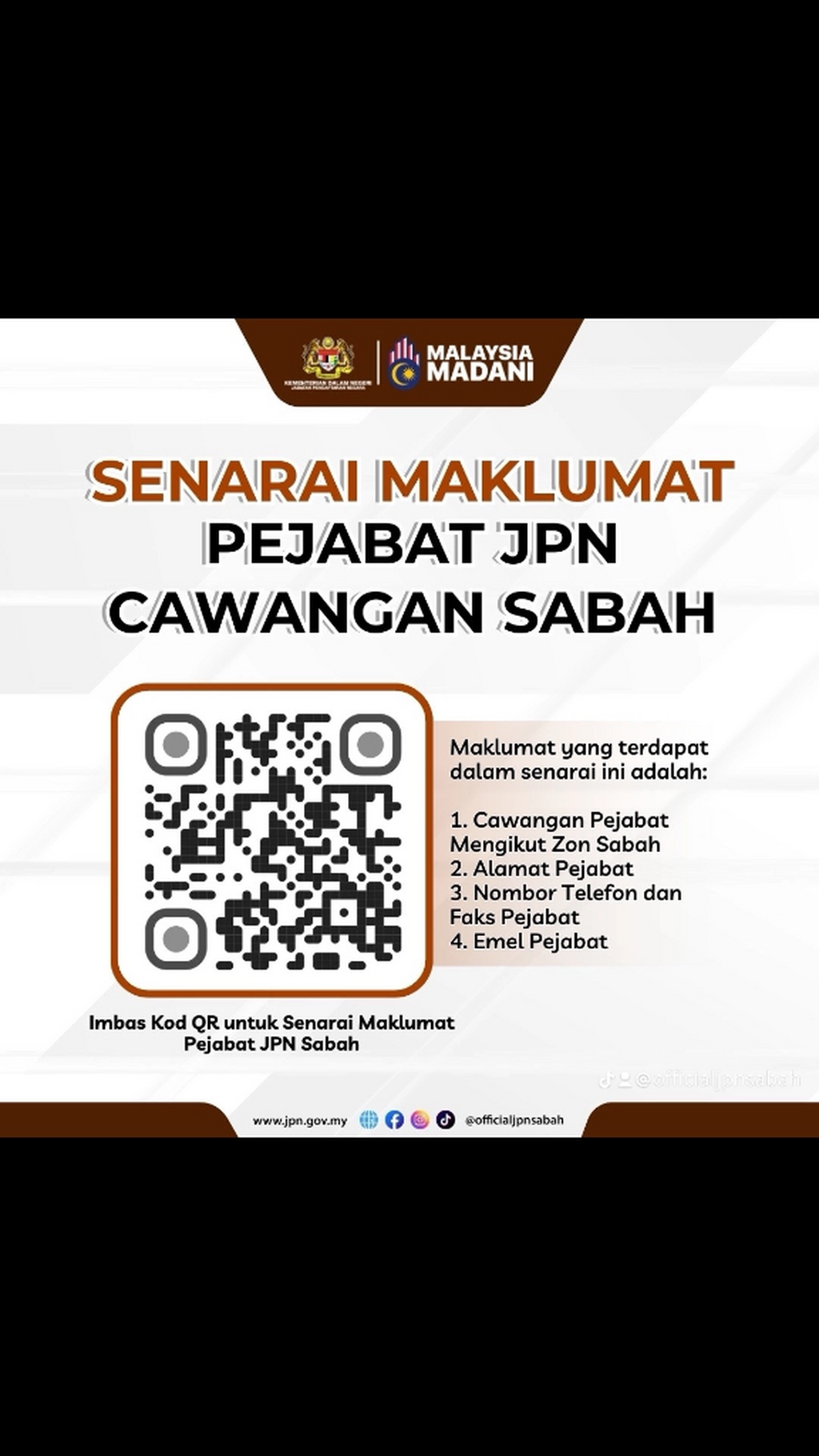 SENARAI MAKLUMAT PEJABAT JPN CAWANGAN SABAH