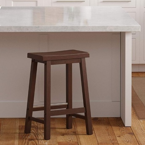 24" Walnut Finish Saddle Seat Stool