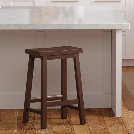 24" Walnut Finish Saddle Seat Stool