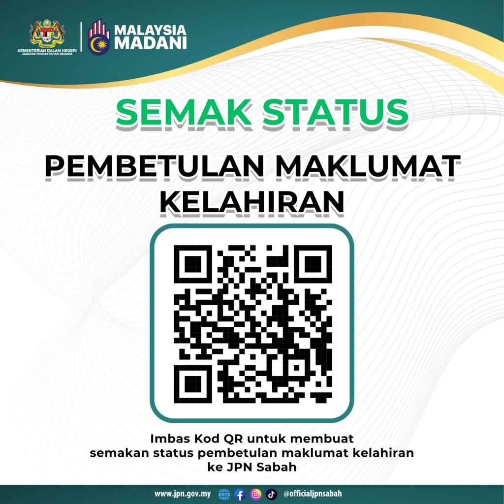 SEMAKAN STATUS PERMOHONAN PEMBETULAN MAKLUMAT KELAHIRAN