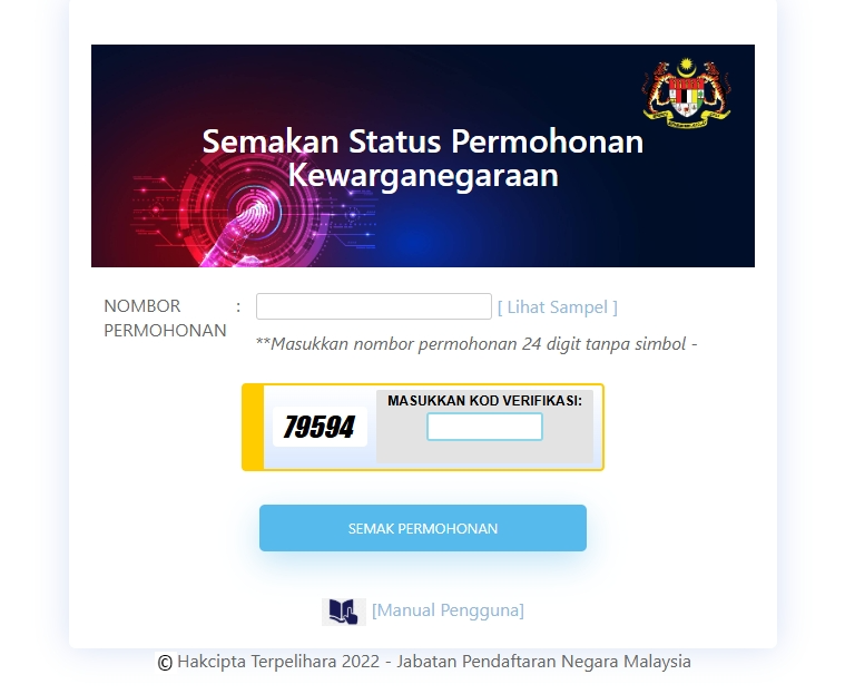 SEMAKAN STATUS PERMOHONAN KEWARGANEGARAAN