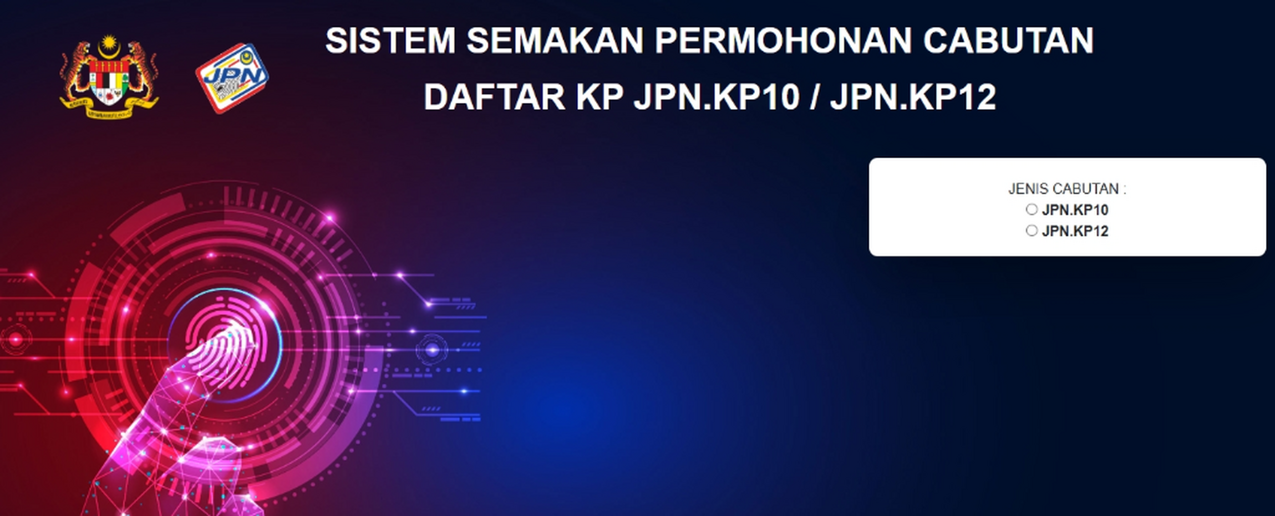 SEMAKAN PERMOHONAN CABUTAN DAFTAR KP JPN.KP10 / JPN.KP12