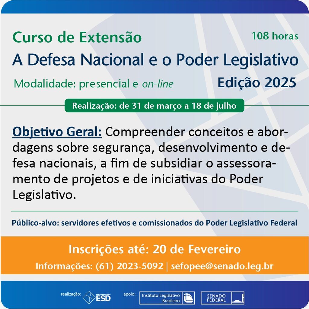 Curso Extens&atilde;o sobre Defesa Nacional
