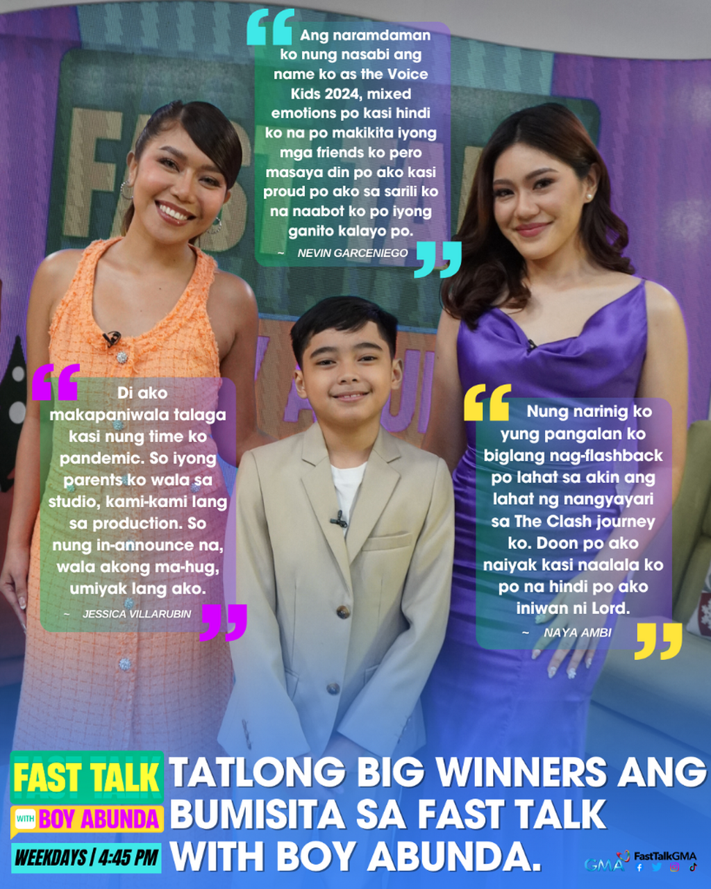 Tatlong big winners ang bumisita sa Fast Talk With Boy Abunda