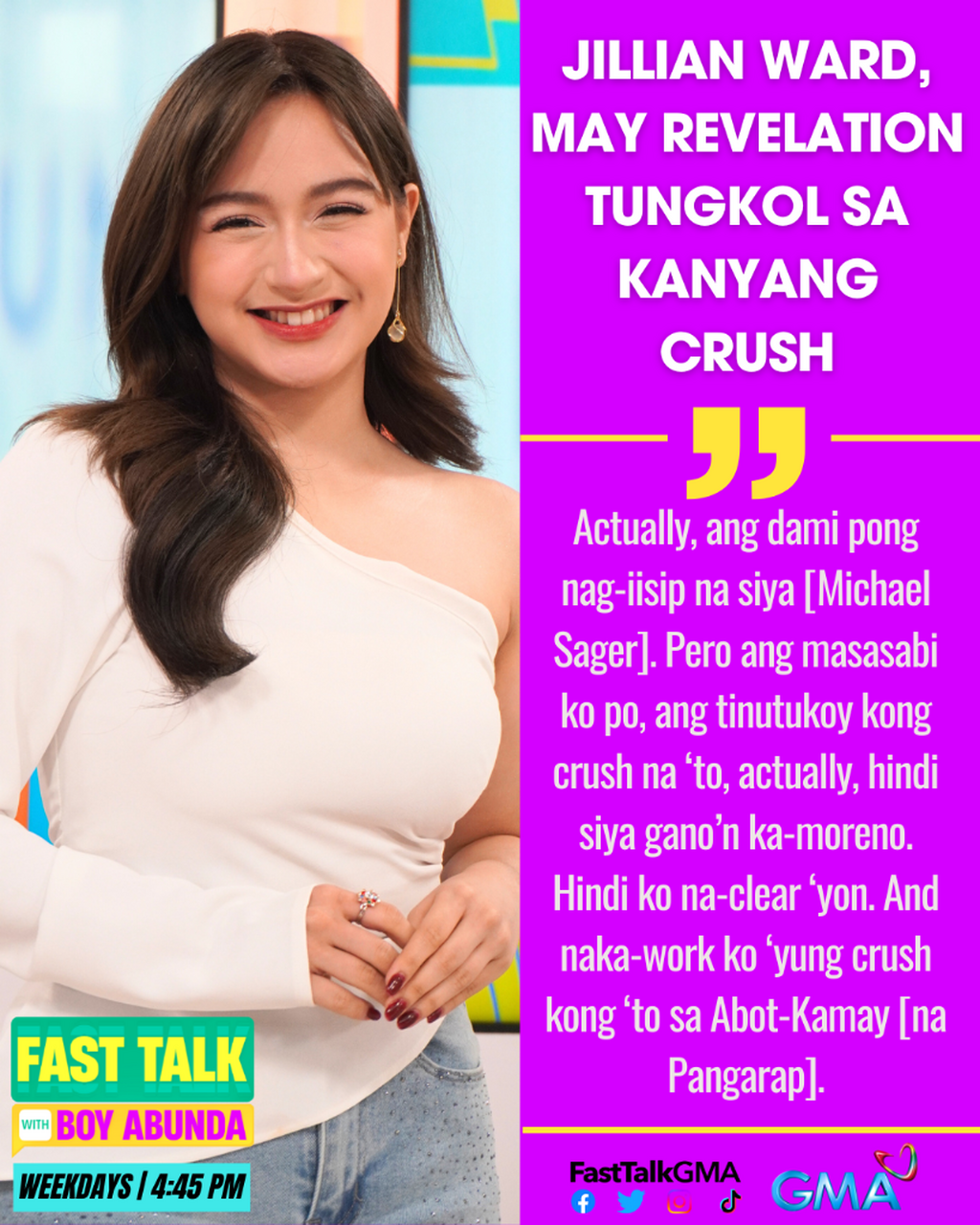 JILLIAN WARD, MAY REVELATION TUNGKOL SA KANYANG CRUSH