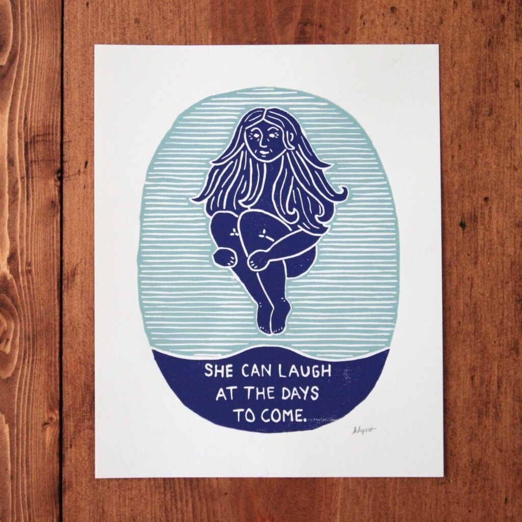 Proverbs 31 Cannonball Woman Linocut Print, 8x10”