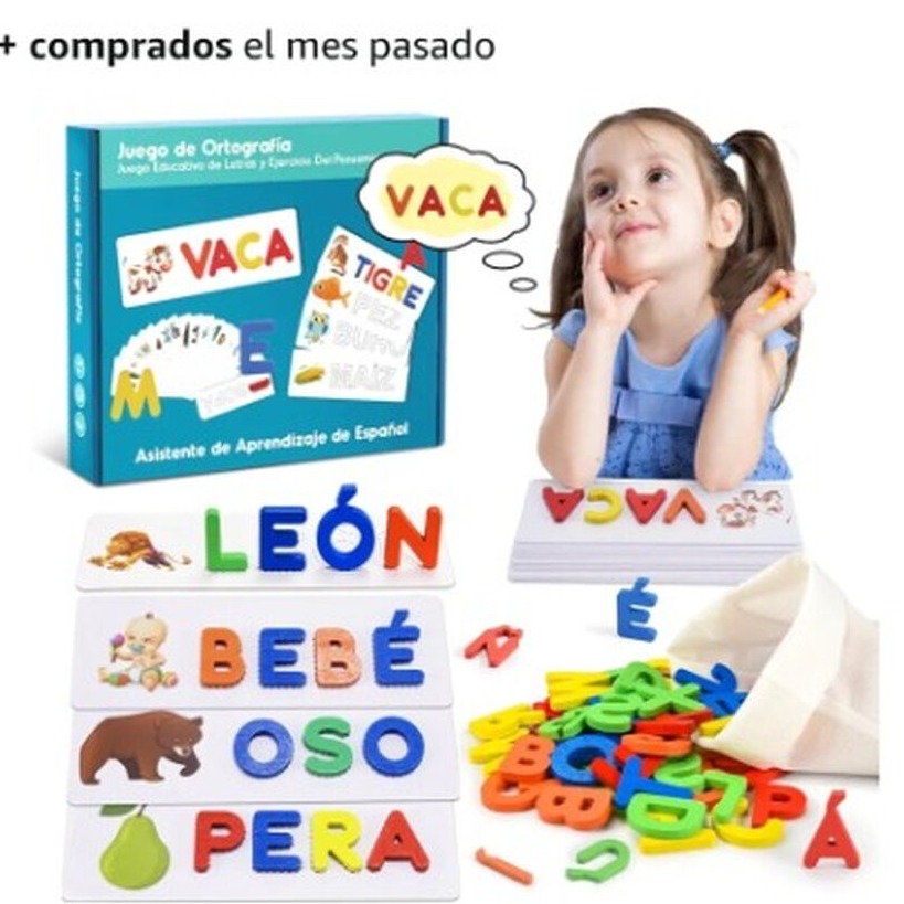 Gifitizi Juguetes Montessori, Juego de Armar Palabras Abecedario de Madera Puzzle Regalo ni&ntilde;os 2 a 6 a&ntilde;os Aprender a Leer Smart Games : Amazon.es: Juguetes y juegos