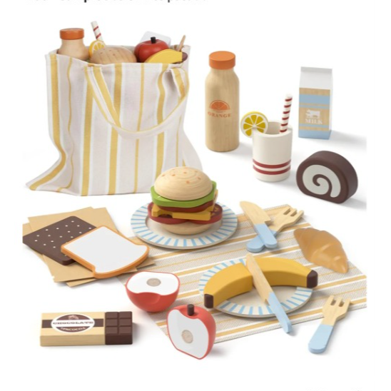 Lehoo Castle Cocinita Infantil, Juguete de Picnic de Madera, Cocina Juguete con Postre de Frutas Cortadas, Cocina Juguete Madera con Bolsa de Tienda, Juguetes Montessori, 3+ A&ntilde;os : Amazon.es: Juguetes y juegos