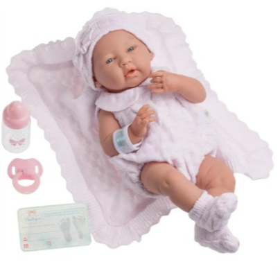 JC Toys- Mu&ntilde;eca La Newborn reci&eacute;n nacida de 38 cm es de vinilo suave, con ropa de punto y accesorios, ni&ntilde;a, rosa, dise&ntilde;ado en Espa&ntilde;a por Berenguer, +2 a&ntilde;os : Amazon.es: Juguetes y juegos