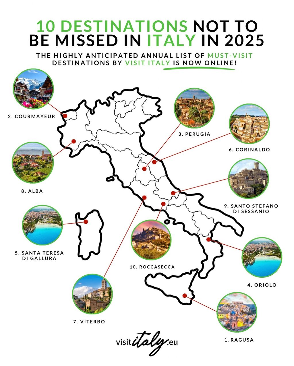 10 destinations not to be missed in Italy in 2025