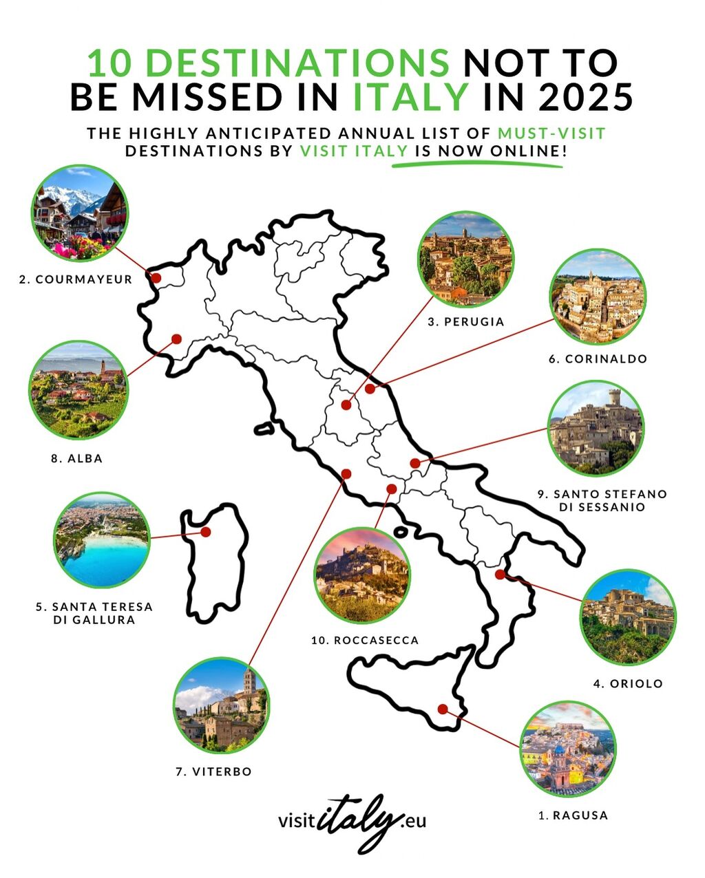 10 destinations not to be missed in Italy in 2025