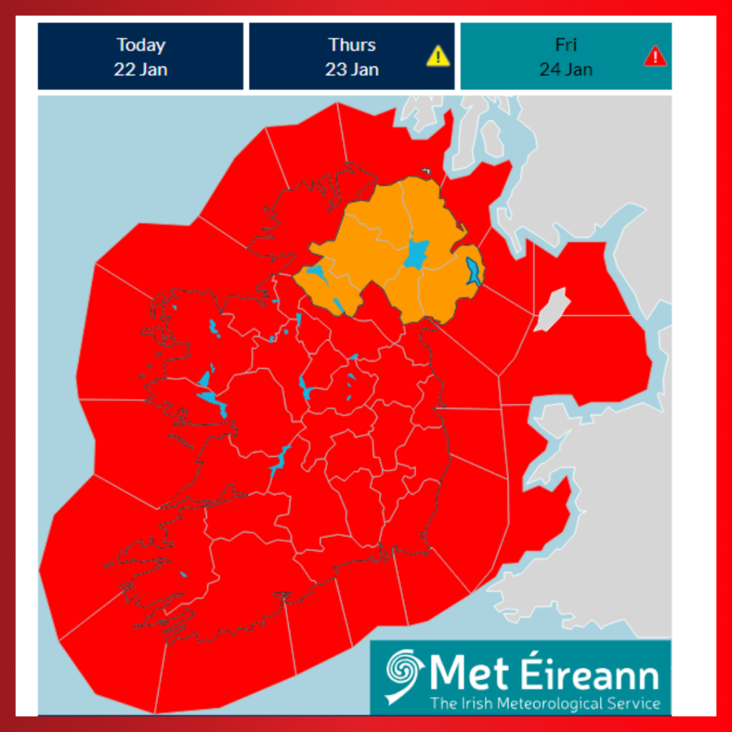 Status Red wind warning issued for entire country