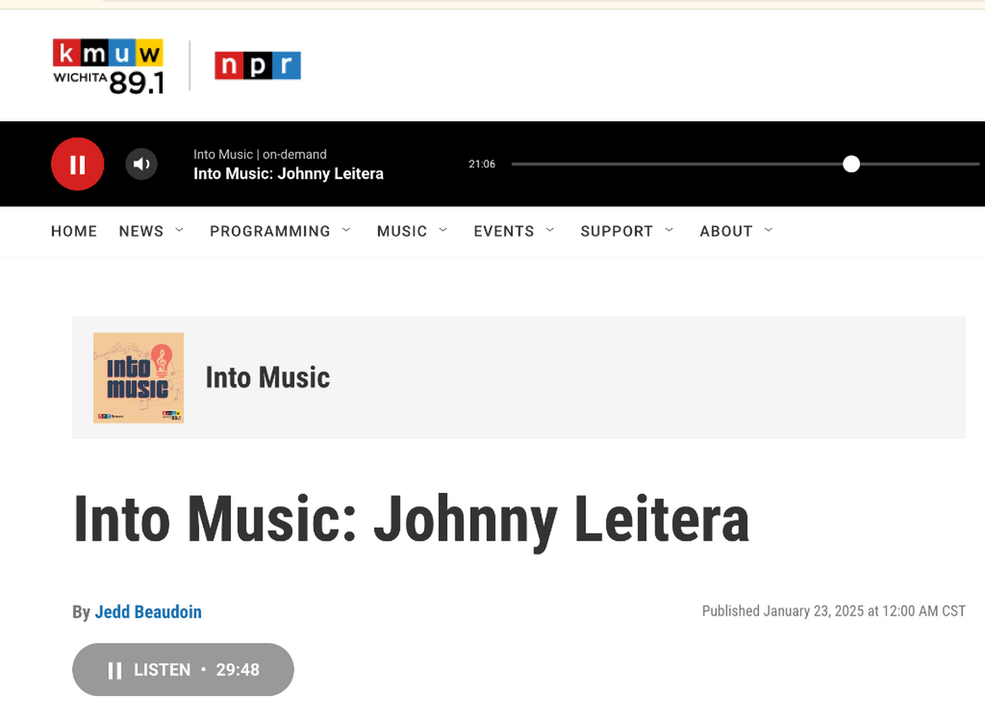 TUFF SUNSHINE interview on NPR's KMUW "Into Music" 