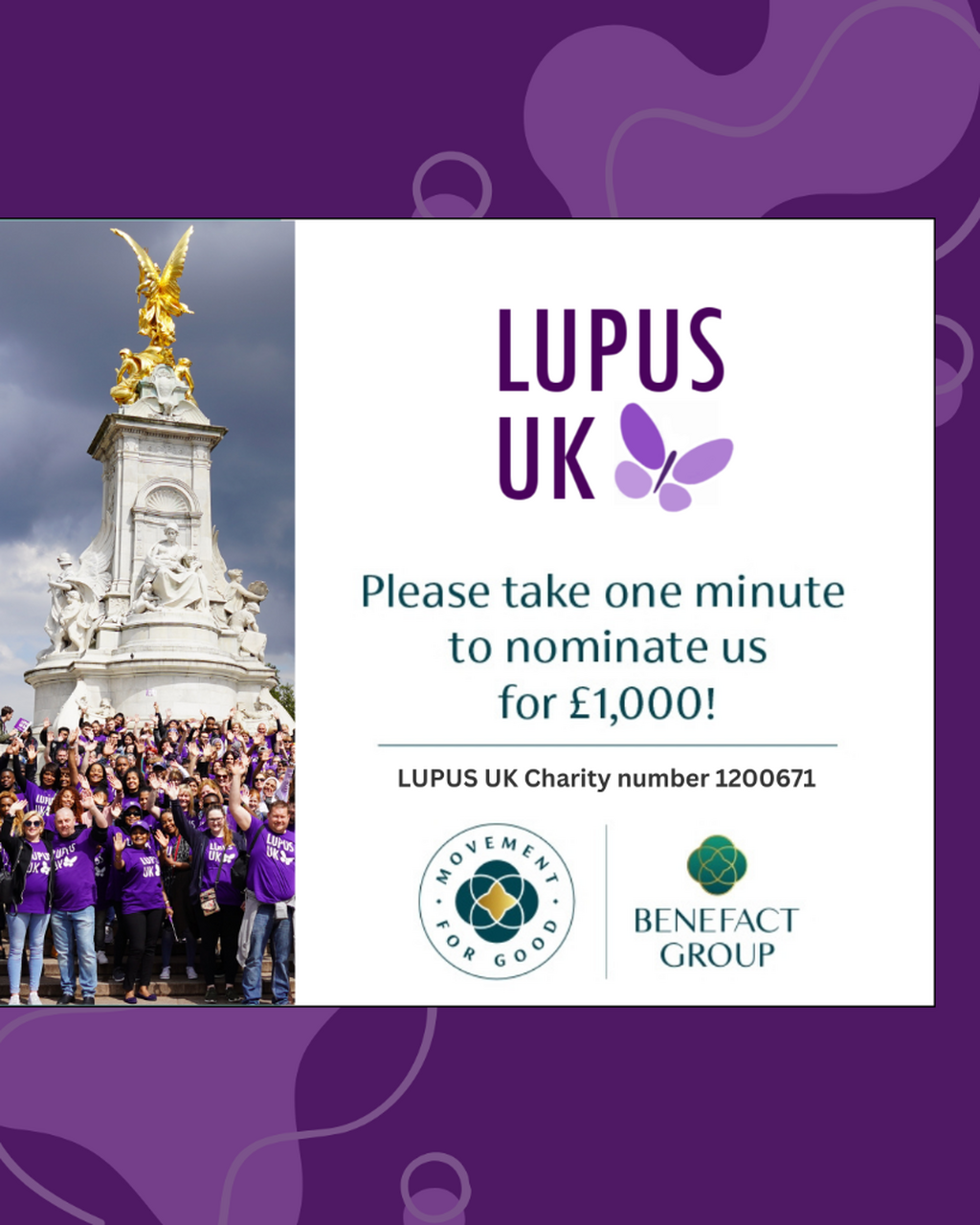 Nominate Lupus UK for a &pound;1,000 draw - Movement for Good