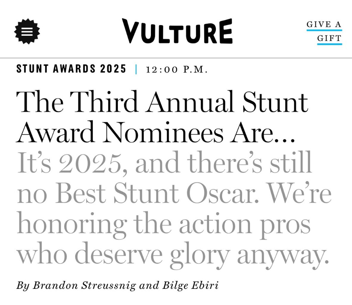 Vulture | Third Annual Stunt Awards Nominees