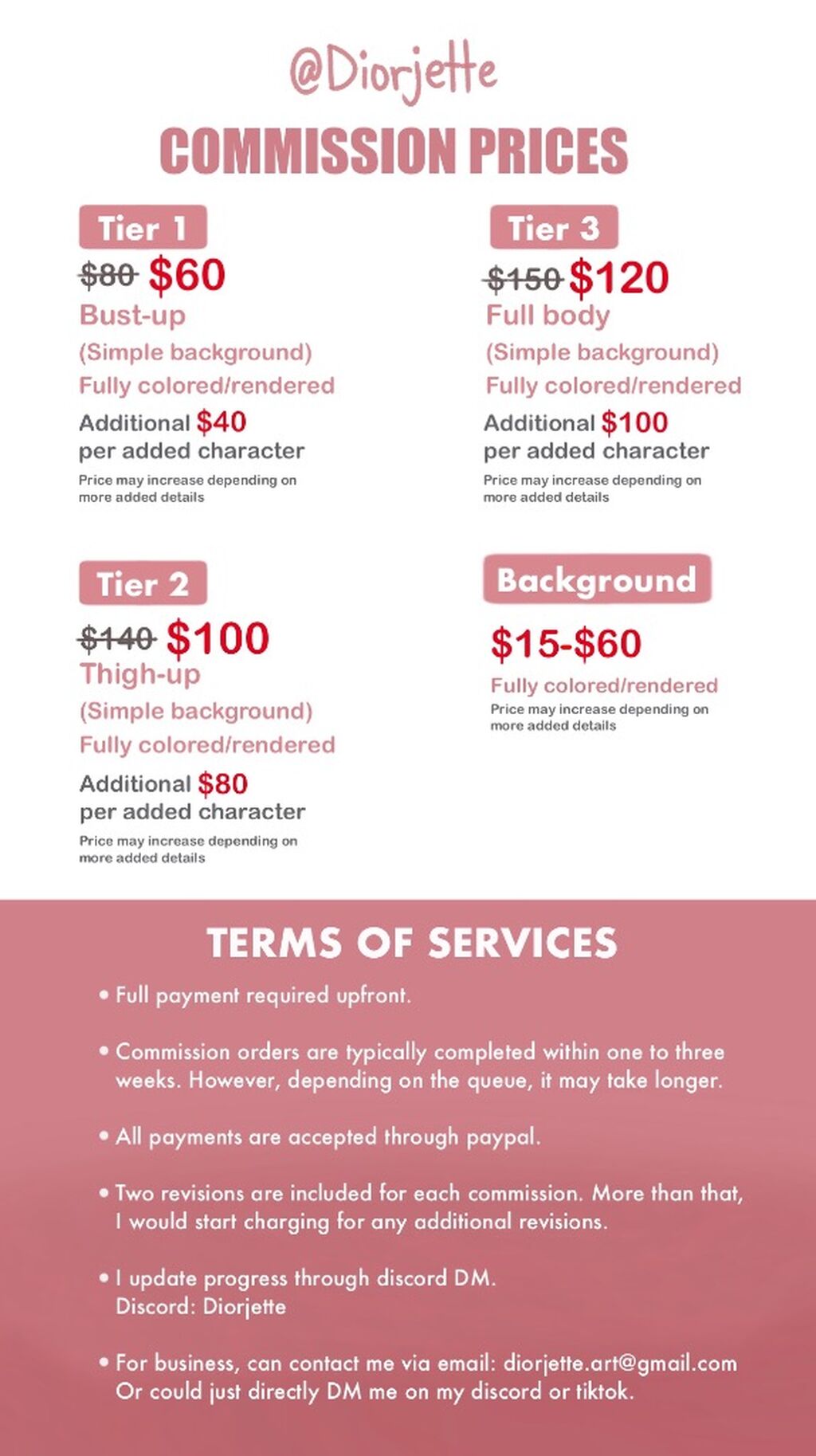 Commission Price List 🎨✍️