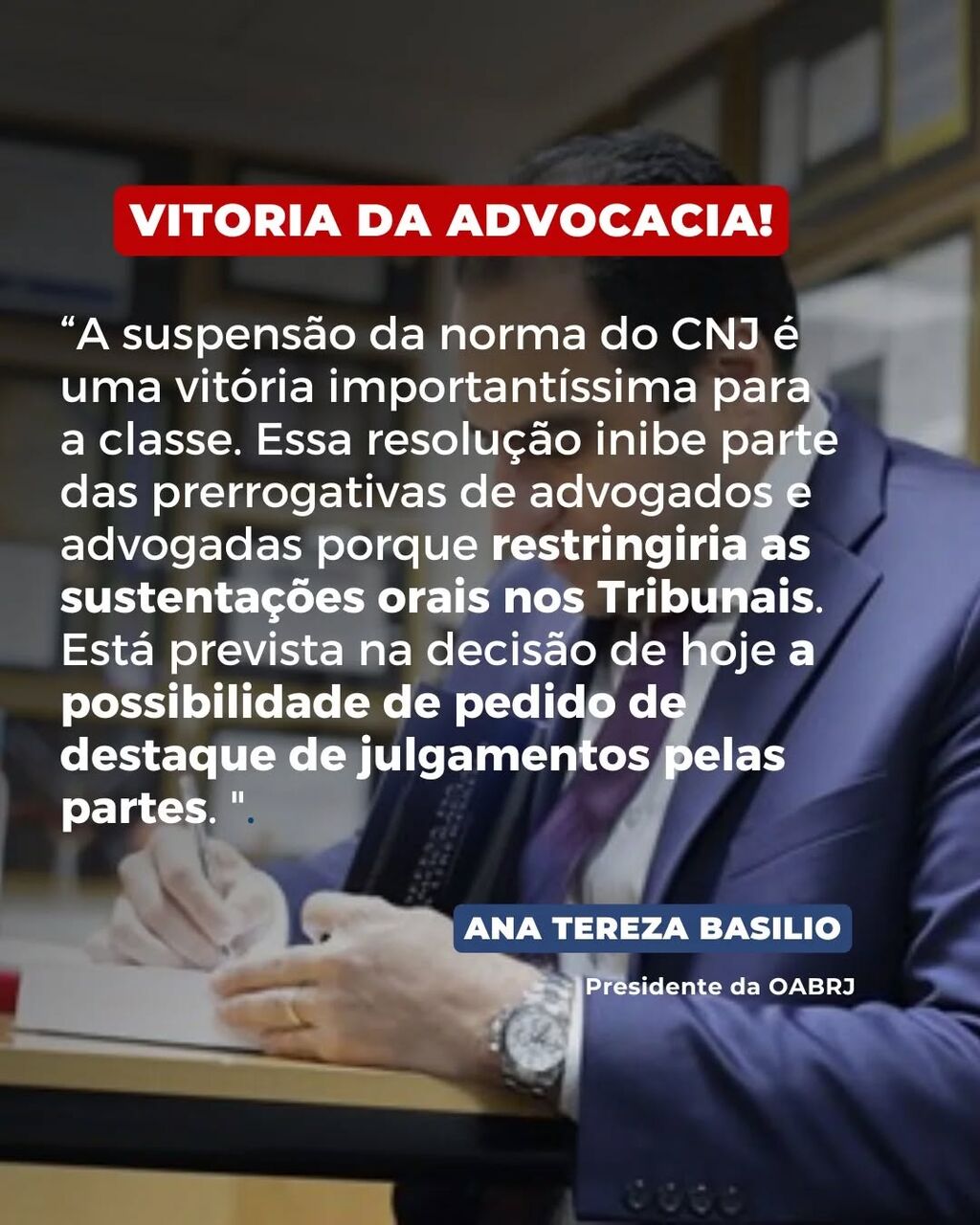 OABRJ garante suspens&atilde;o da Resolu&ccedil;&atilde;o 591/2024