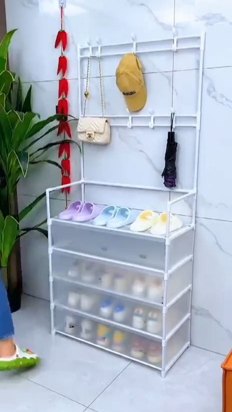 Multifunctional Shoe Rack Organizer Simple Floor Coat Rack Shoe Hat Rack