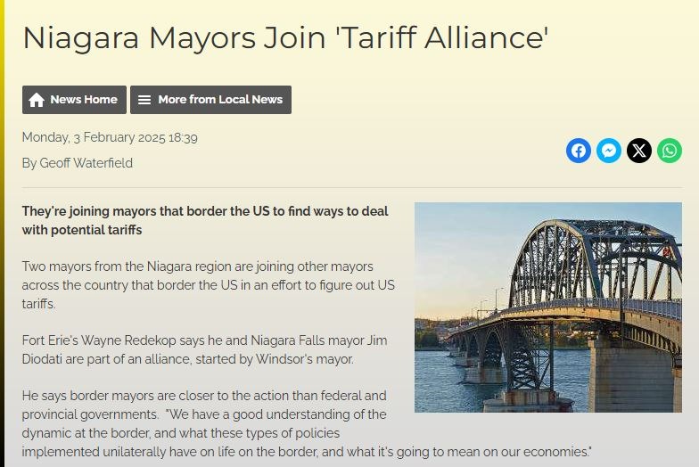 Niagara Mayors Join 'Tariff Alliance' - 105.1 THE RIVER