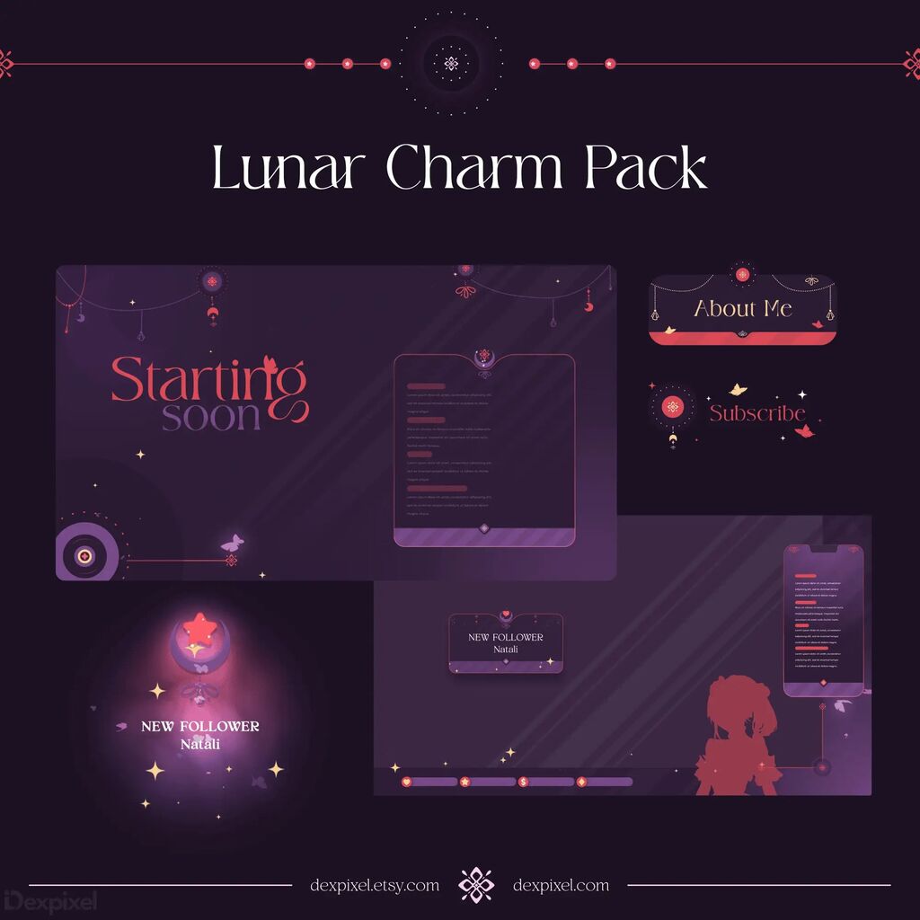 Purple Red Lunar Charm Stream Pack