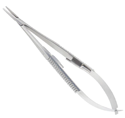 Castroviejo Micro Needle holder, straight, 1.0 x 12 mm, with lock, overall length 14 cm