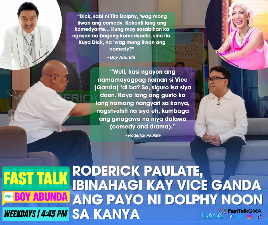 RODERICK PAULATE, IBINAHAGI KAY VICE GANDA ANG PAYO NI DOLPHY NOON SA KANYA
