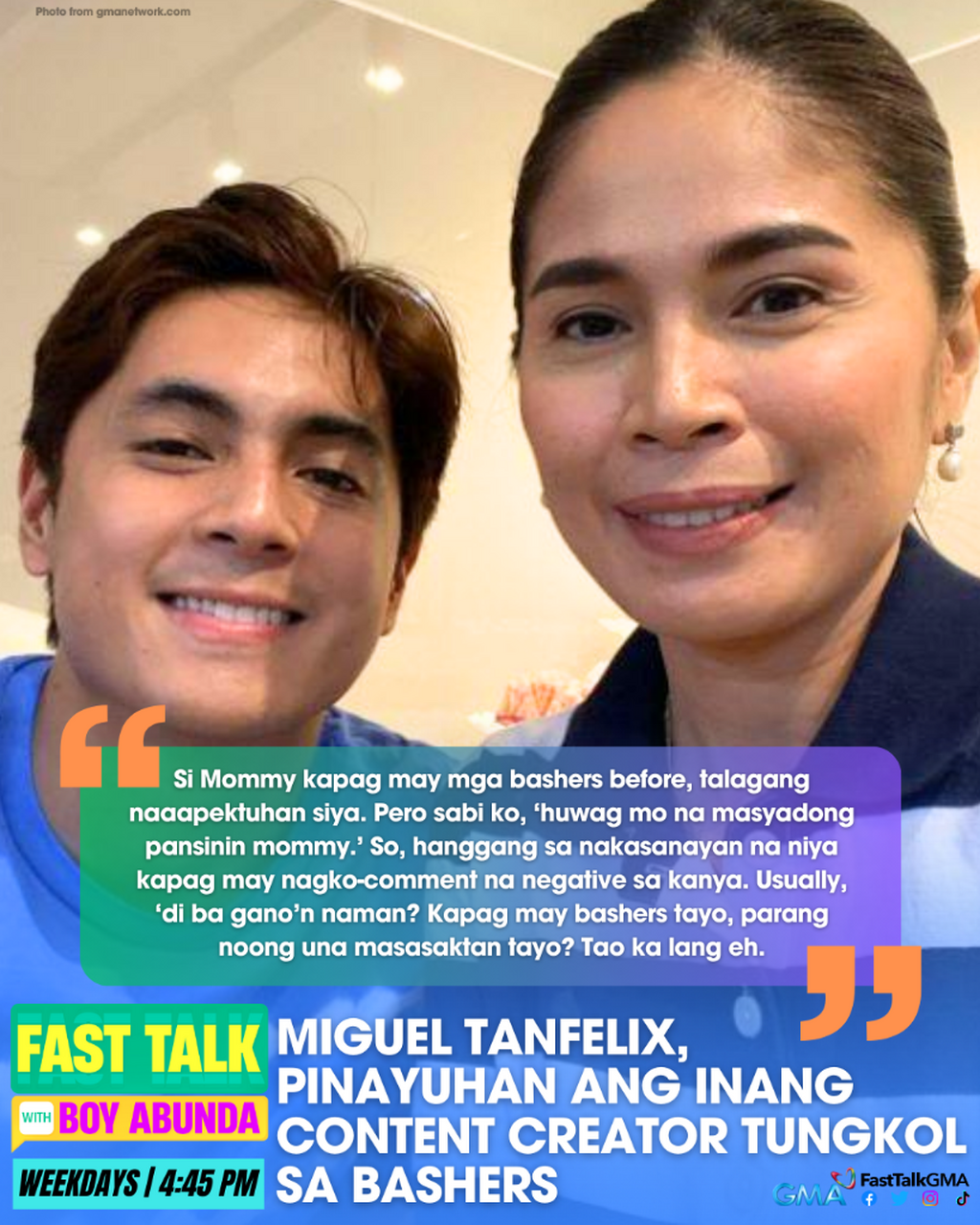 MIGUEL TANFELIX, PINAYUHAN ANG INANG CONTENT CREATOR TUNGKOL SA BASHERS