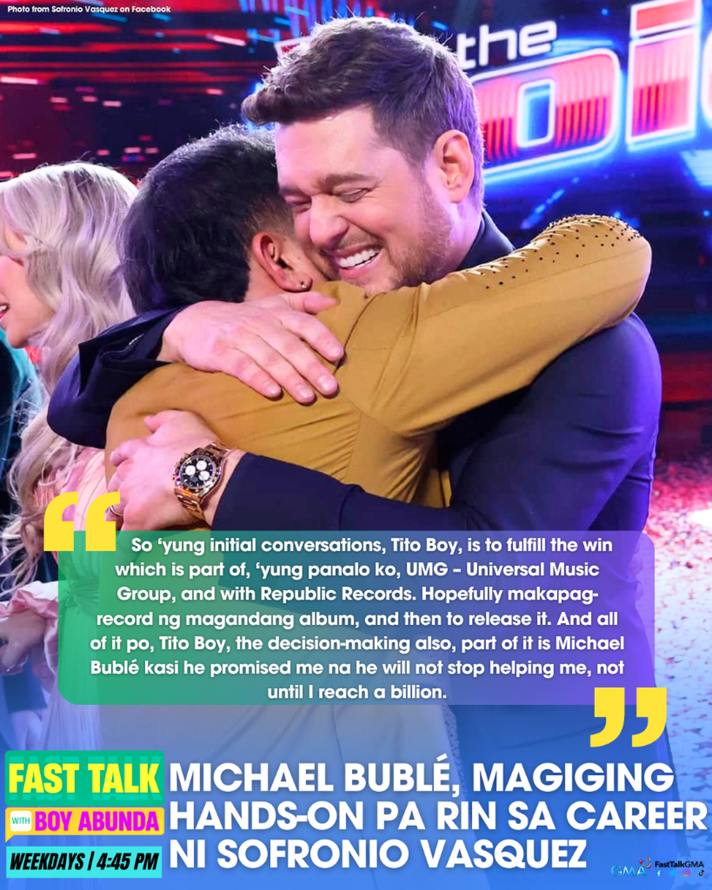 MICHAEL BUBL&Eacute;, MAGIGING HANDS-ON PA RIN SA CAREER NI SOFRONIO VASQUEZ