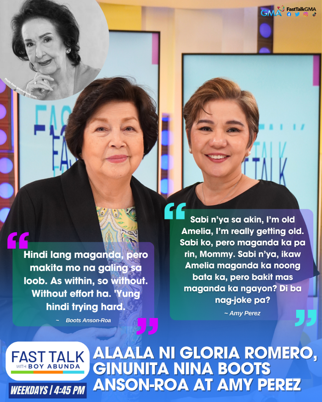ALAALA NI GLORIA ROMERO, GINUNITA NINA BOOTS ANSON-ROA AT AMY PEREZ
